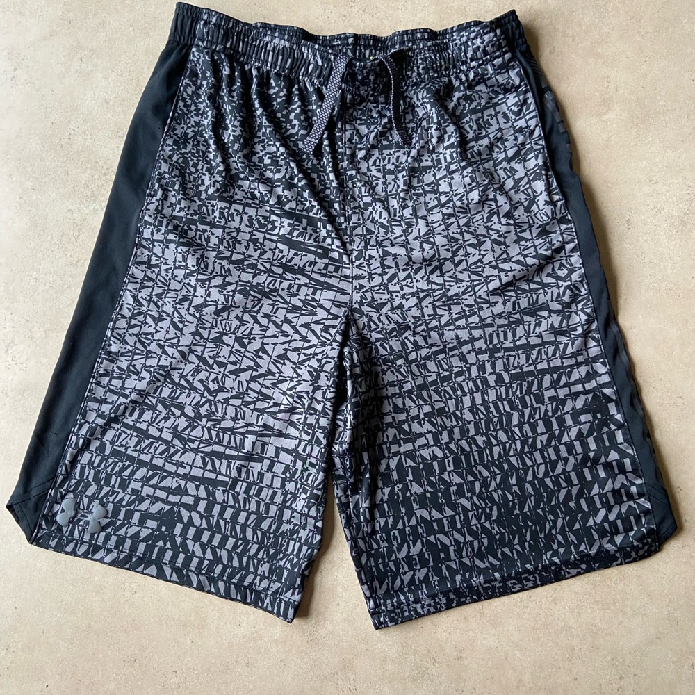 Under Armour Black and Gray Athletic Shorts - Youth XL